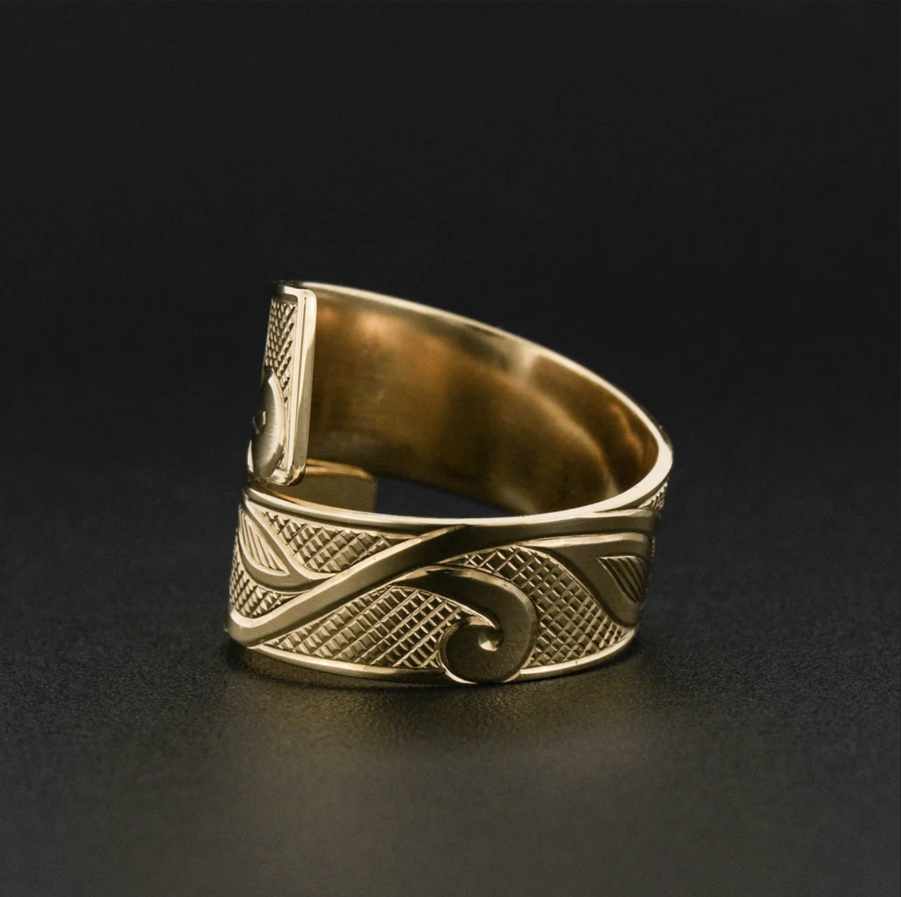 Floral Design  Hand Engraved 14K Gold Wrap Ring -  Size 7-SOLD