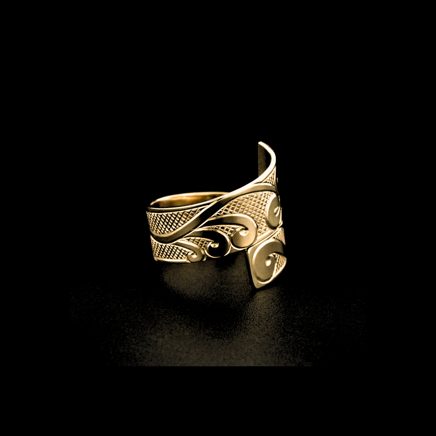 Floral Design  Hand Engraved 14K Gold Wrap Ring -  Size 7-SOLD