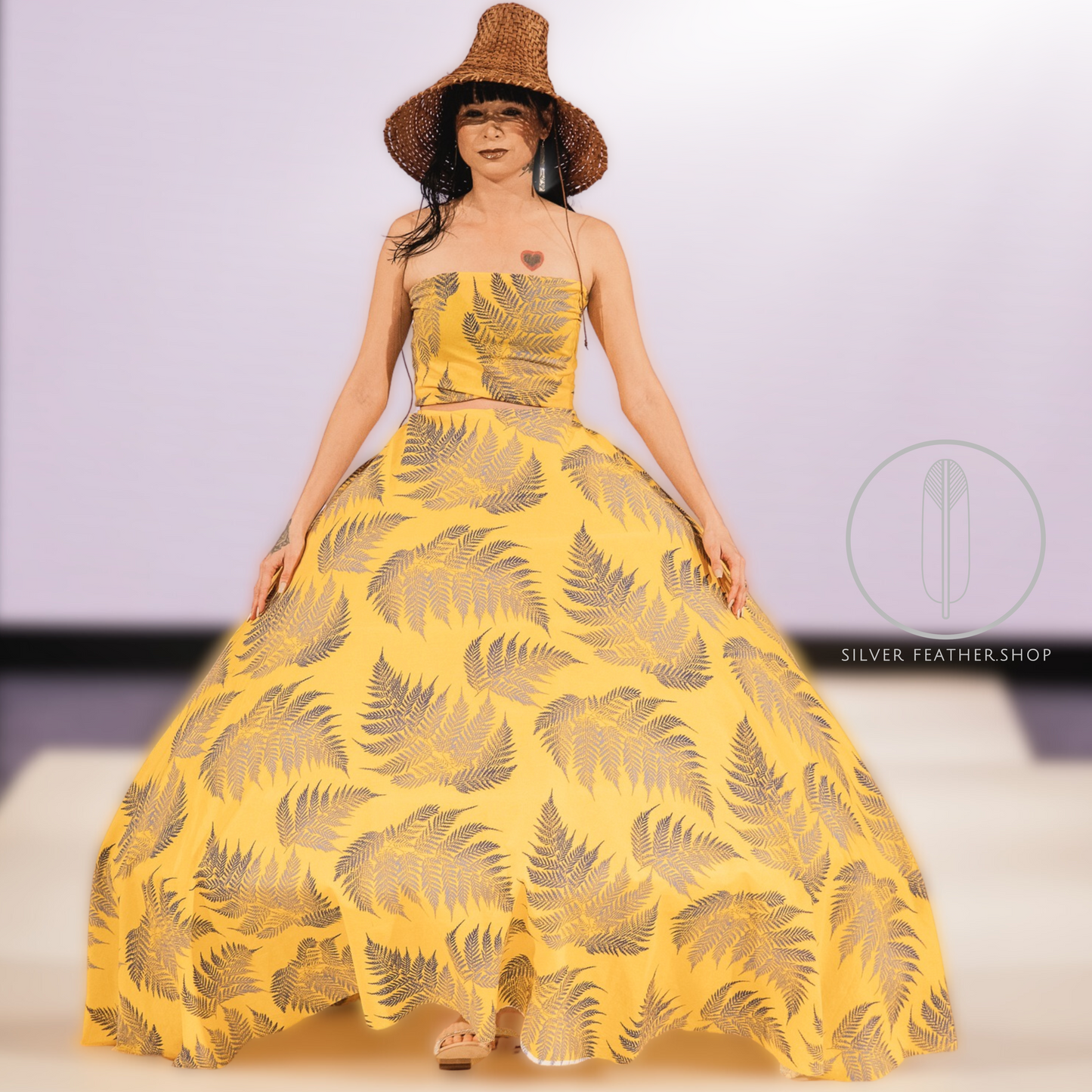 Floral Beadwork Dangle Earrings - Silver