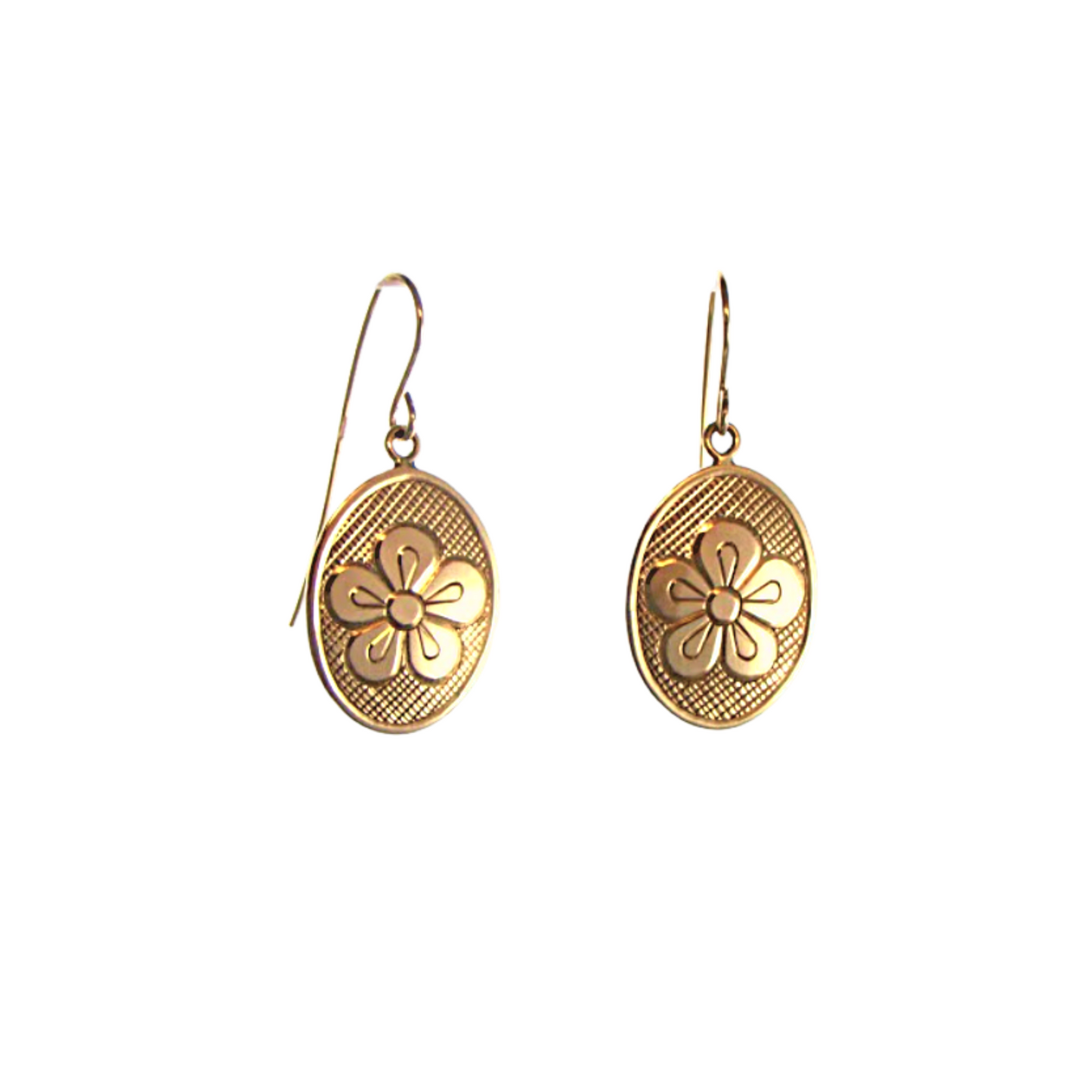 "Rosette"  Hand Engraved Gold Earrings