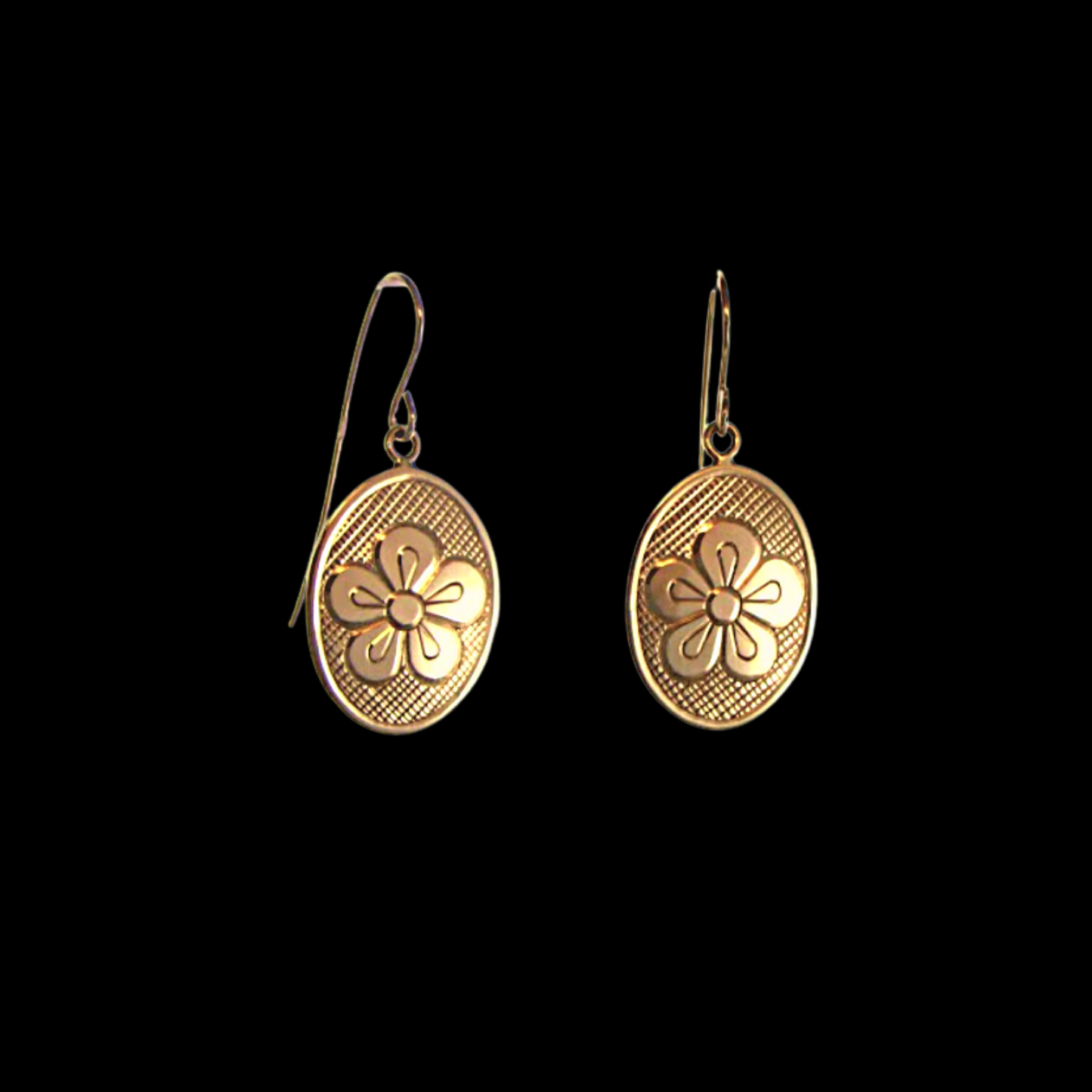 "Rosette"  Hand Engraved Gold Earrings