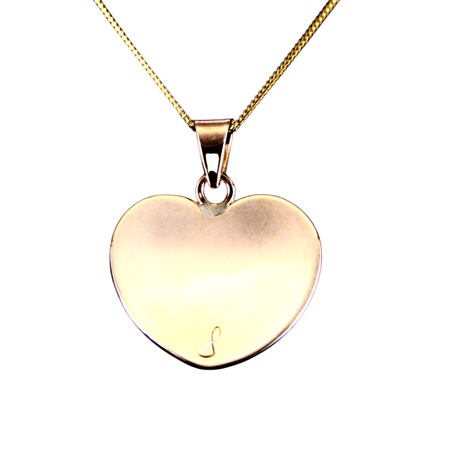 "Hummingbird" Hand Engraved 14k Gold Heart Necklace