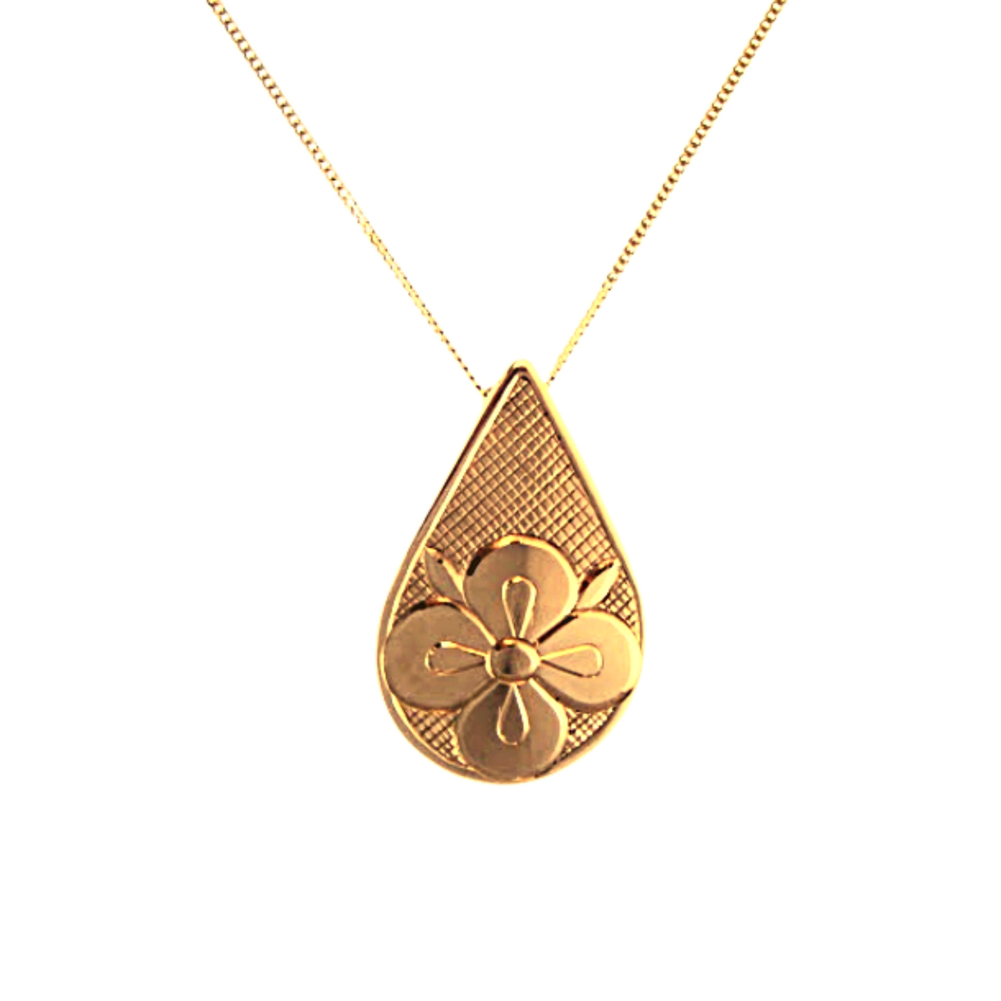 "Floral"  Hand Engraved Gold Necklace