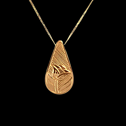 "Rosebud"  Hand Engraved Gold Necklace