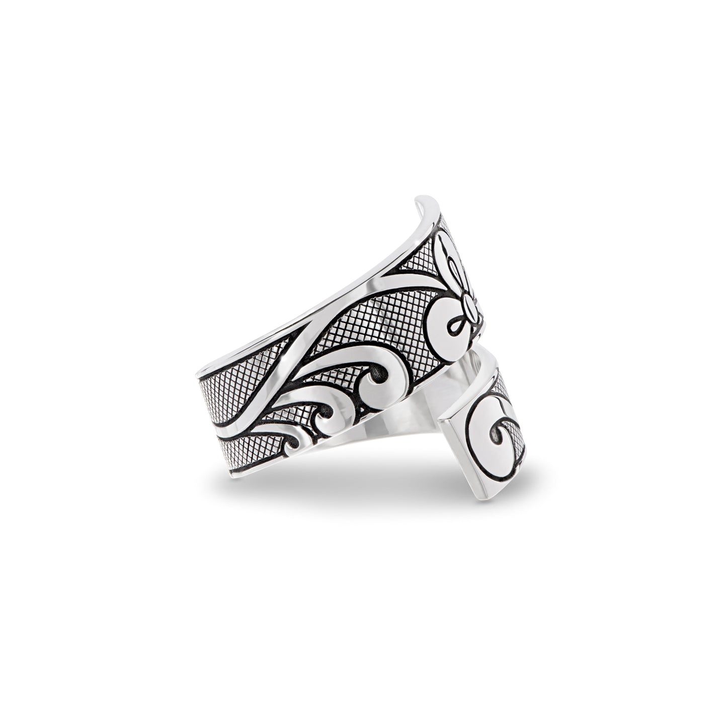 Floral Beadwork Wrap Ring - Silver