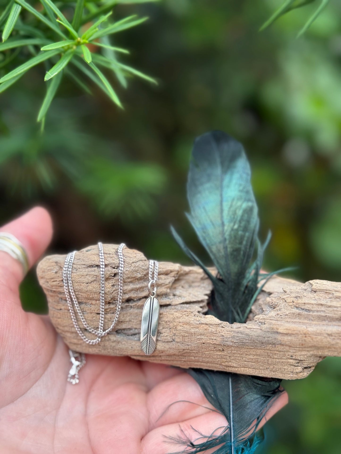 Petite Silver Feather