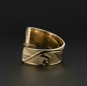 Floral Design  Hand Engraved 14K Gold Wrap Ring -  Size 7-SOLD