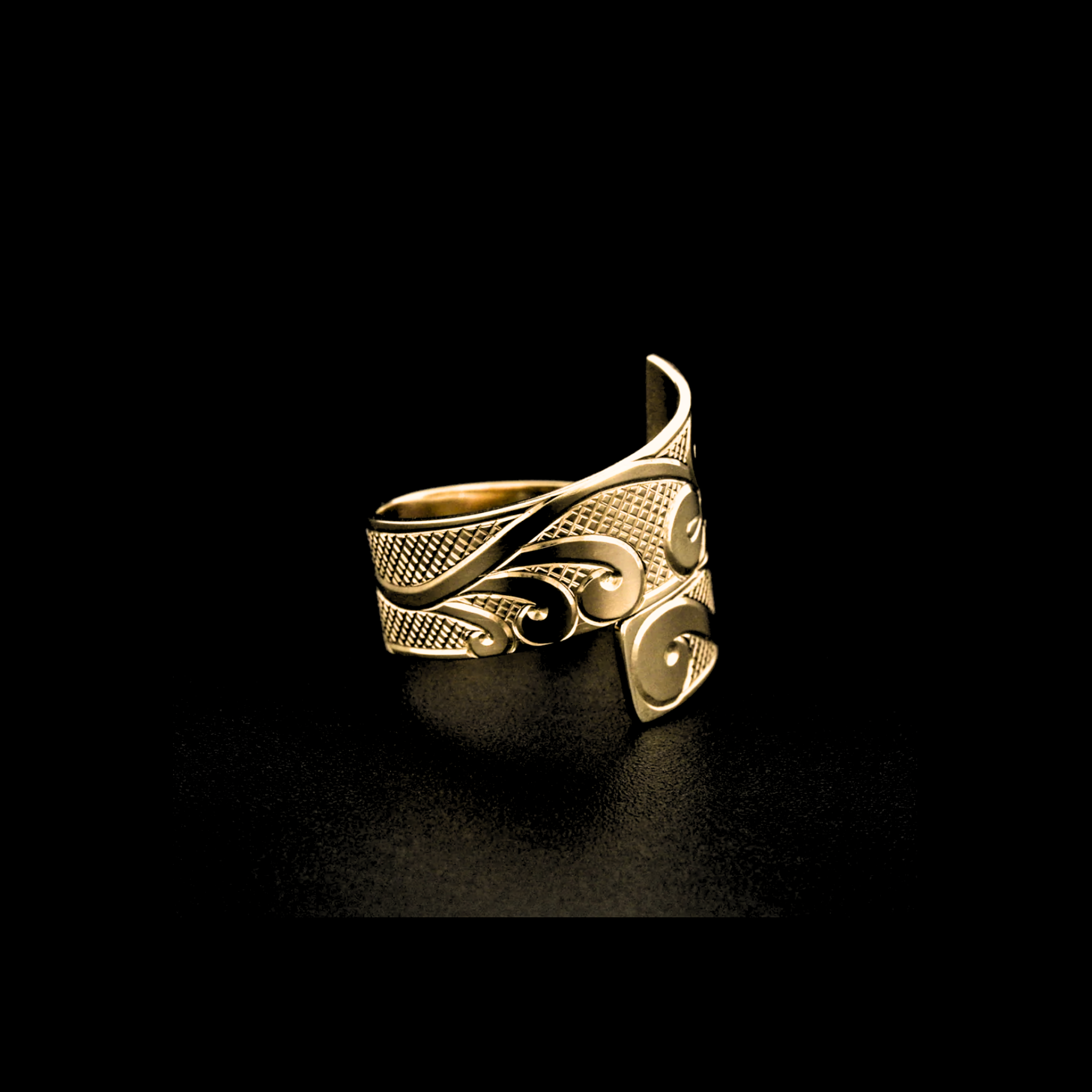 Floral Design  Hand Engraved 14K Gold Wrap Ring -  Size 7-SOLD