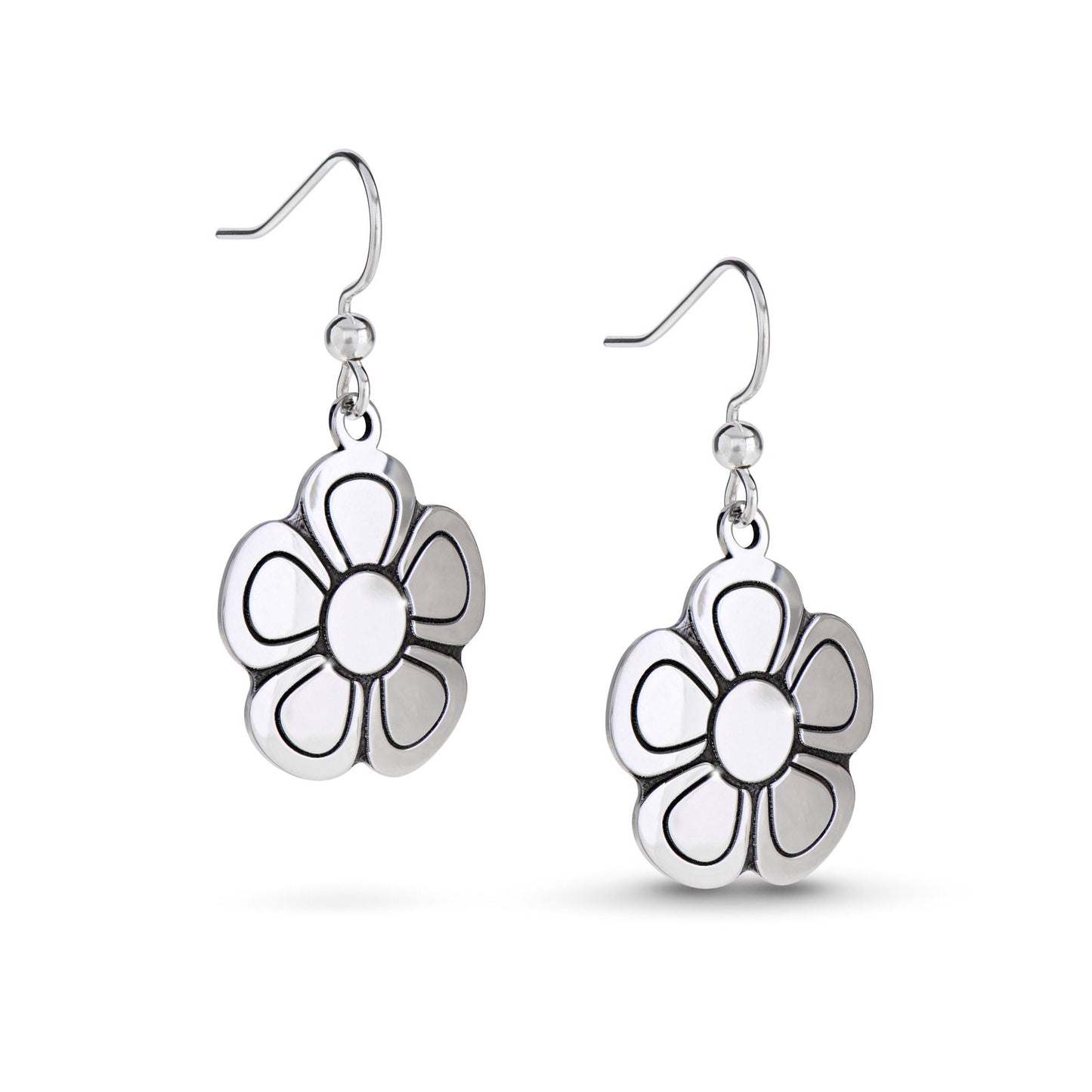 Heartberry Flower Earrings - Silver