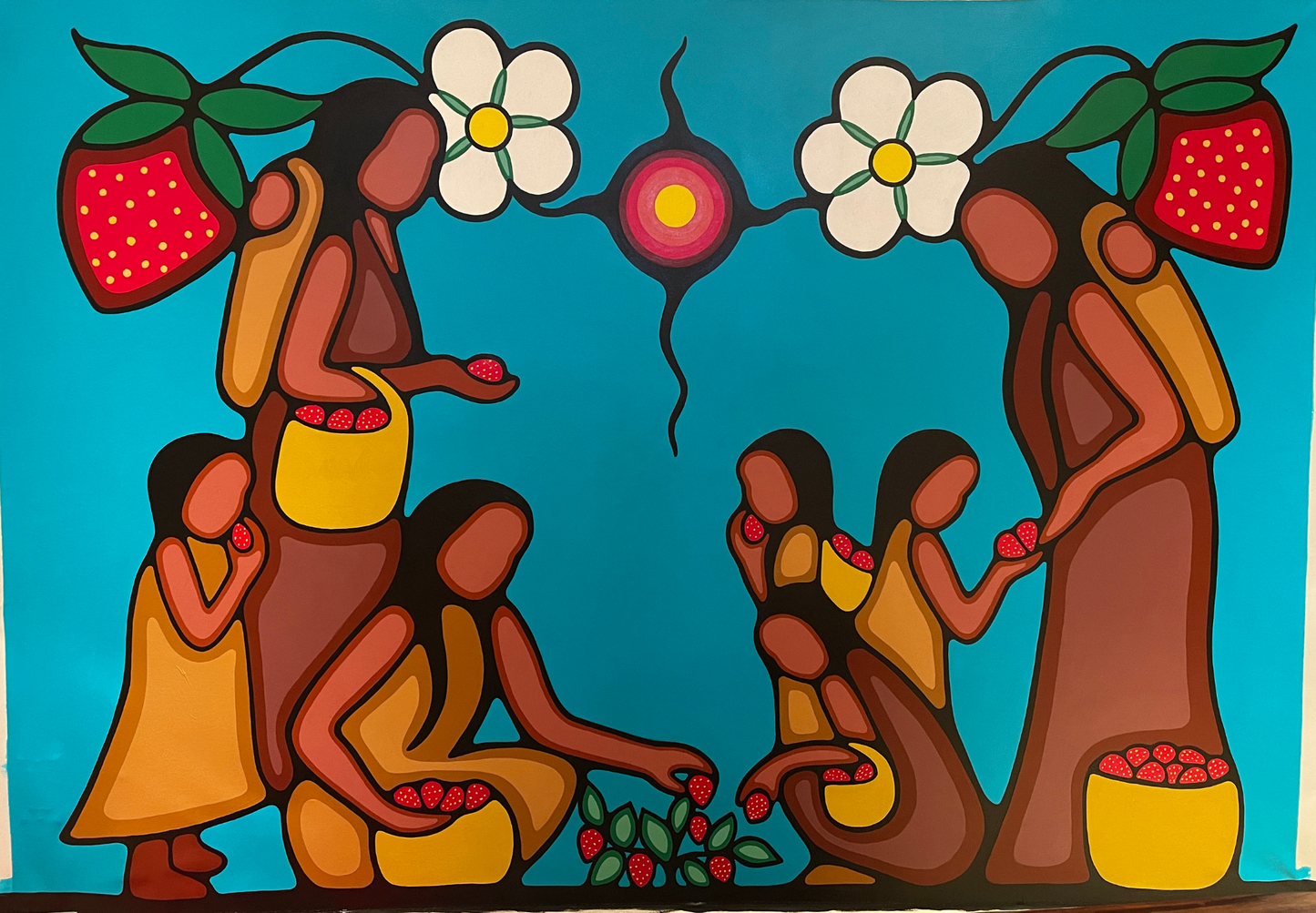 "Heartberry Gatherers"  Acrylic On Canvas. 5 x 7’  | Original Painting
