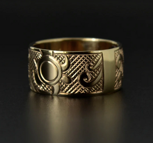 Turtles Design  Hand Engraved Gold Ring