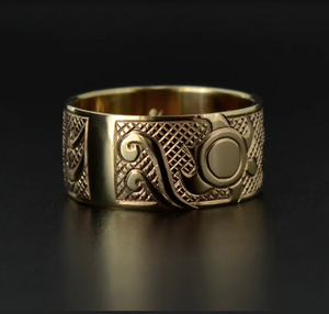 Turtles Design  Hand Engraved Gold Ring