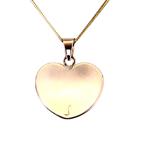 "Hummingbird"  Hand Engraved 14k Gold Heart Necklace