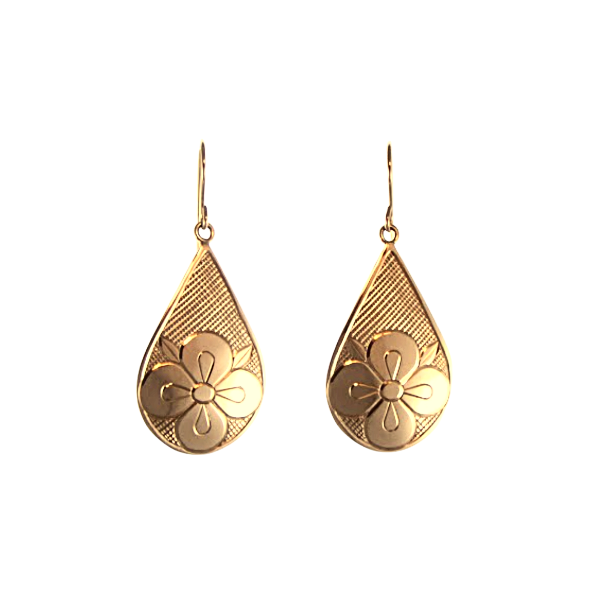 "Floral"  Hand Engraved Gold Earrings