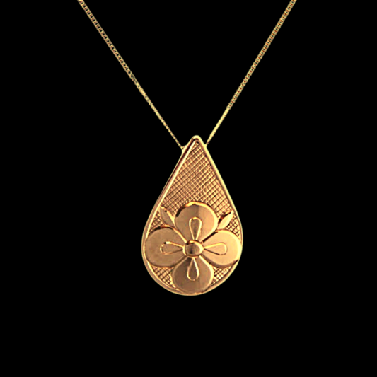 "Floral"  Hand Engraved Gold Necklace