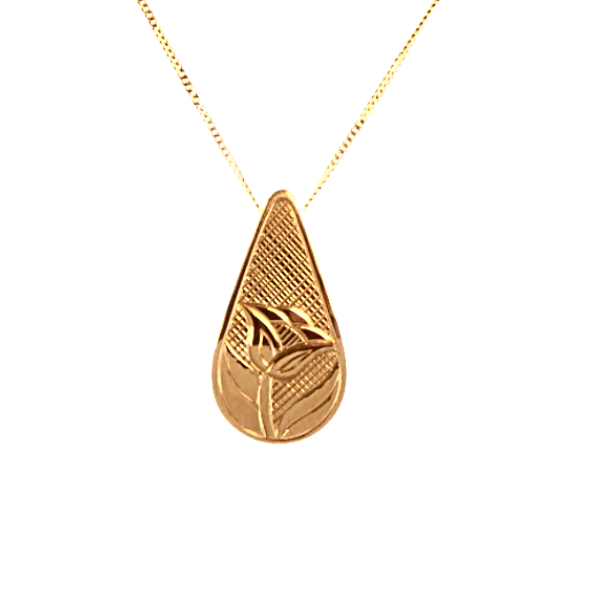 Sold "Rosebud"  Hand Engraved Gold Necklace